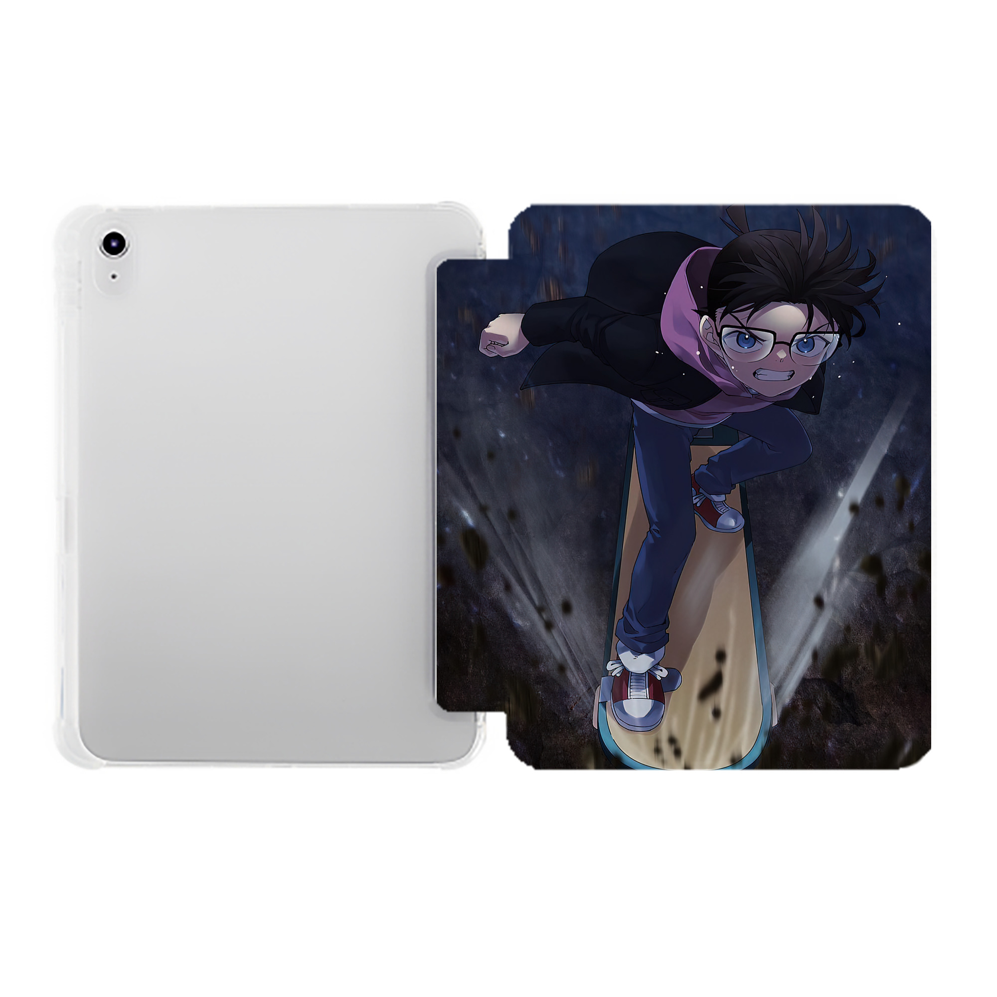 （画像用） 名探偵コナン Detective Conan IPad ケース ペン収納付き 三つ折りスタンド PUレザー×シリコン 対応機種9.5/10.5/10.9インチ